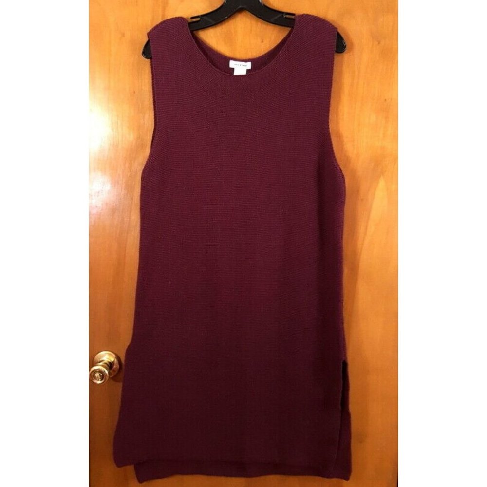 MAX STUDIO Size L Maroon Burgundy Chunky Knit Sleeveless Tunic Pullover Vest Top